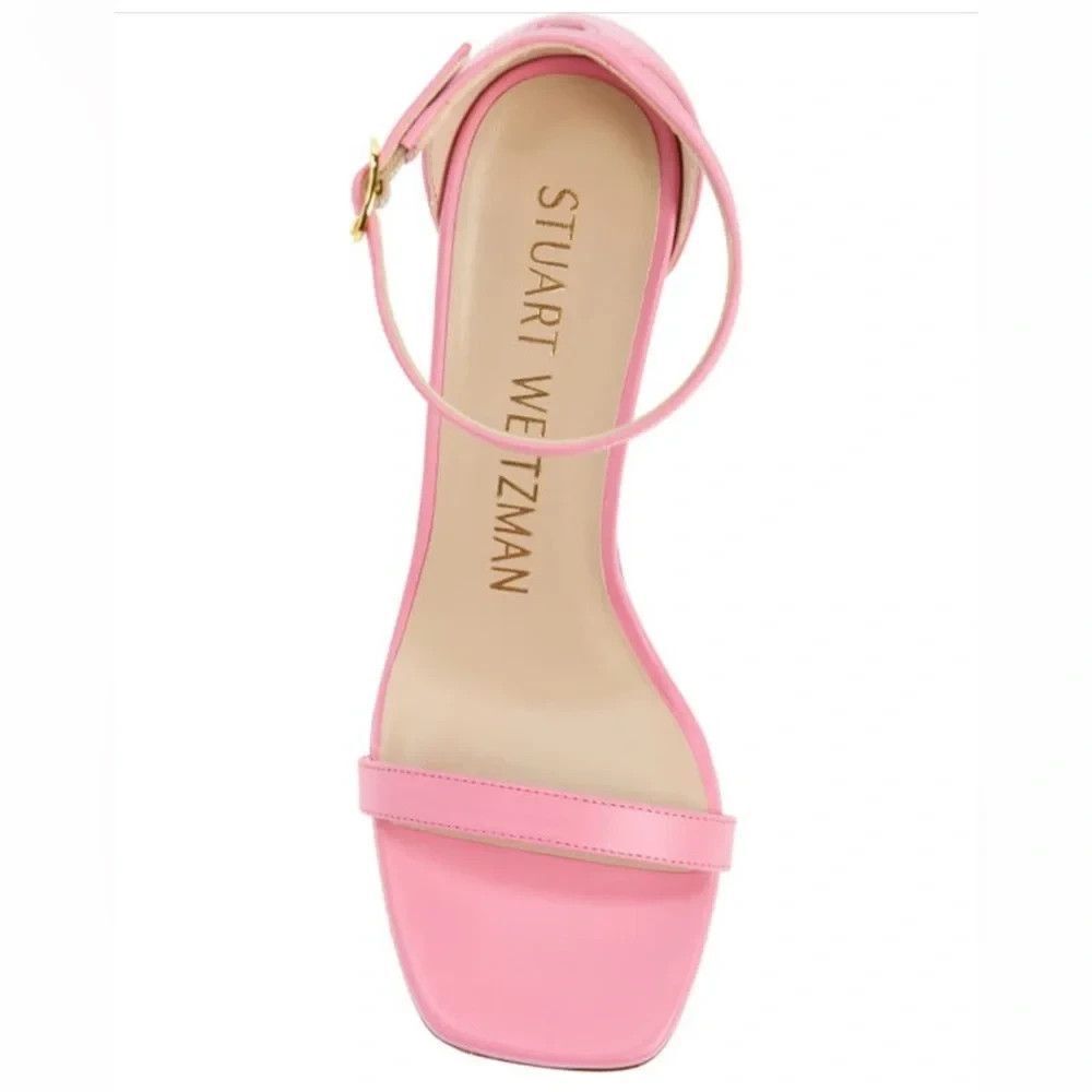 NEW Stuart Weitzman Nudistlucite Leather clear Wedge Sandals India Pink Size 10 - Picture 2 of 7